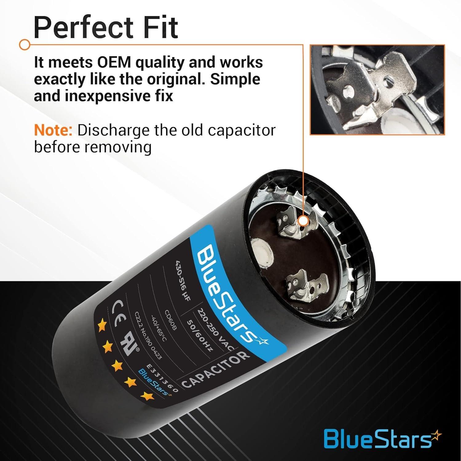 430-516 uf/MFD 220-250 VAC ±20% Volts Round Start Capacitor 50/60 Hz AC image 1