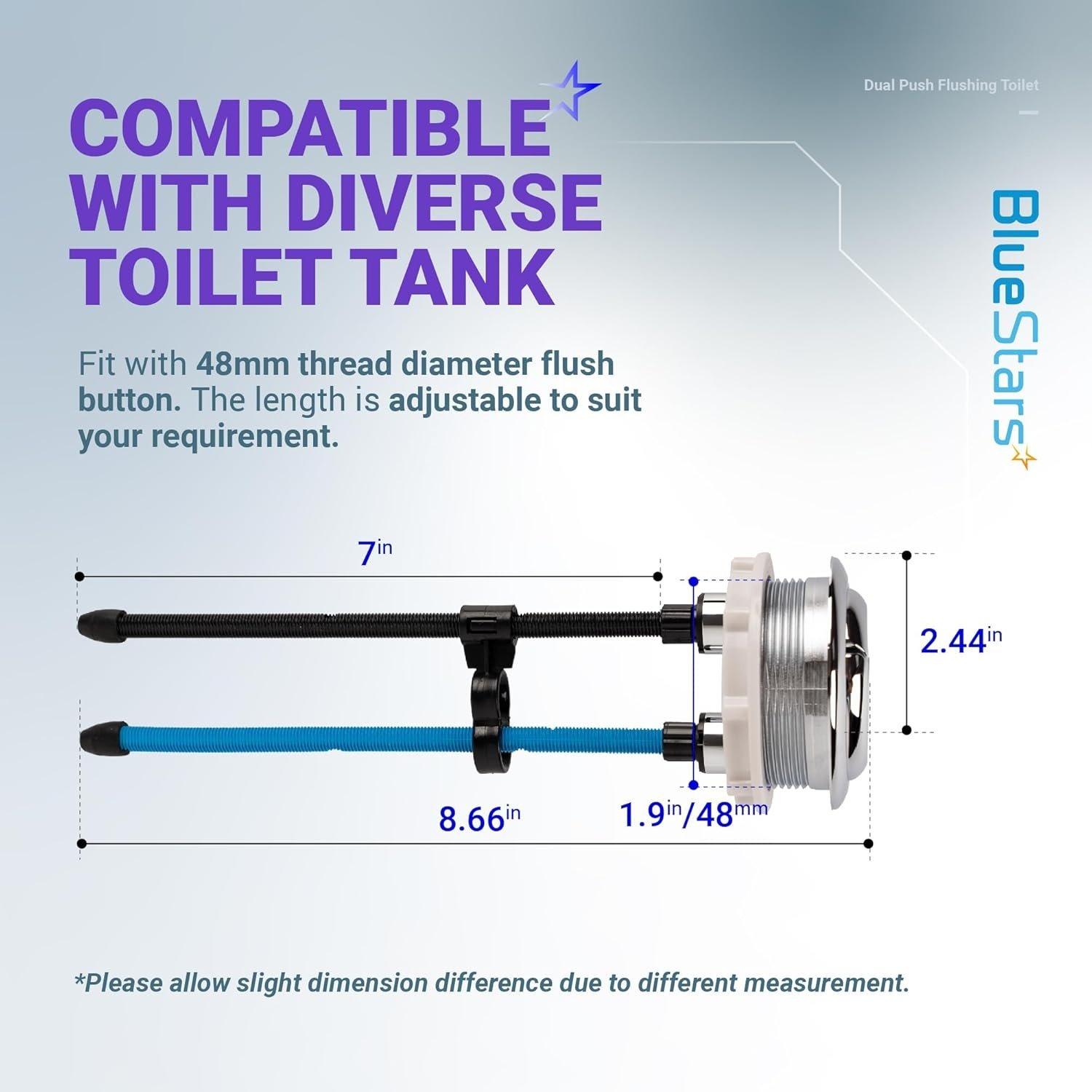 Dual Push Flushing Toilet Water Tank Button with 48mm Thread Diameter image 6