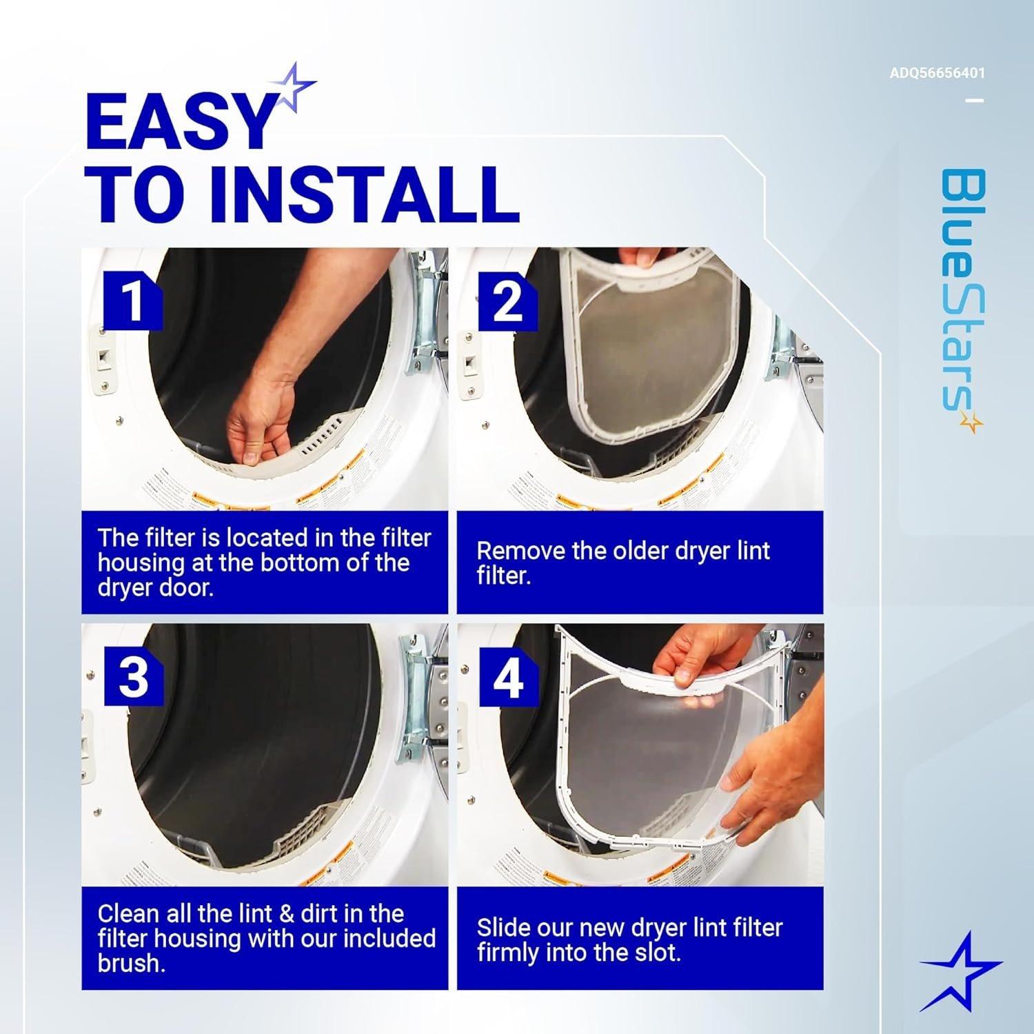 [Lifetime Warranty] ADQ56656401 Dryer Lint Filter Stainless Steel Mesh - Compatible with LG Kenmore DLEX3900B DLEX3370W DLEX3570V DLEX3470V DLEX3250W DLEX3370V DLEX3360V - Replaces ADQ566564 PS3531962 image 4