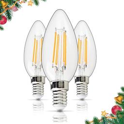 [Lifetime Warranty] C35 4W LED Bulb E14 European Base (40 Watt Equivalent), 2700K Warm White, 450lm - Pack of 3 thumbnail 0