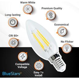 [Lifetime Warranty] C35 4W LED Bulb E14 European Base (40 Watt Equivalent), 2700K Warm White, 450lm - Pack of 3 thumbnail 6