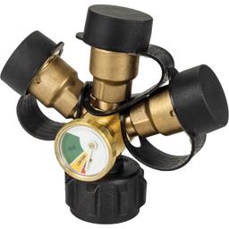 [Lifetime Warranty] 3 Way Propane Splitter Propane Connector QCC/POL with Gauge and Shut-Off Valve thumbnail 0