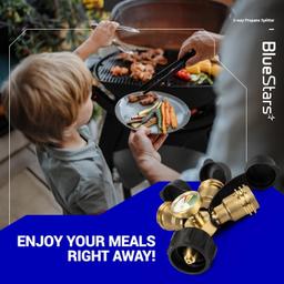 [Lifetime Warranty] 3 Way Propane Splitter Propane Connector QCC/POL with Gauge and Shut-Off Valve thumbnail 3