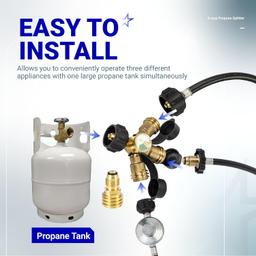 [Lifetime Warranty] 3 Way Propane Splitter Propane Connector QCC/POL with Gauge and Shut-Off Valve thumbnail 7