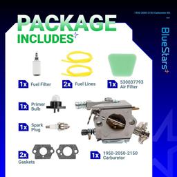 [Lifetime Warranty] 1950 2050 2150 Carburetor Kit (1 carburetor, 1 fuel filter, 1 air filter, 2 yellow fuel lines, 1 primer bulb,1 spark plug,1 gasket) thumbnail 3