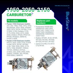 [Lifetime Warranty] 1950 2050 2150 Carburetor Kit (1 carburetor, 1 fuel filter, 1 air filter, 2 yellow fuel lines, 1 primer bulb,1 spark plug,1 gasket) thumbnail 5