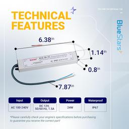 [Lifetime Warranty] 24W 12V LED Power Supply Driver 1.5A - 120VAC to 12V DC Transformer, IP67 Waterproof thumbnail 2