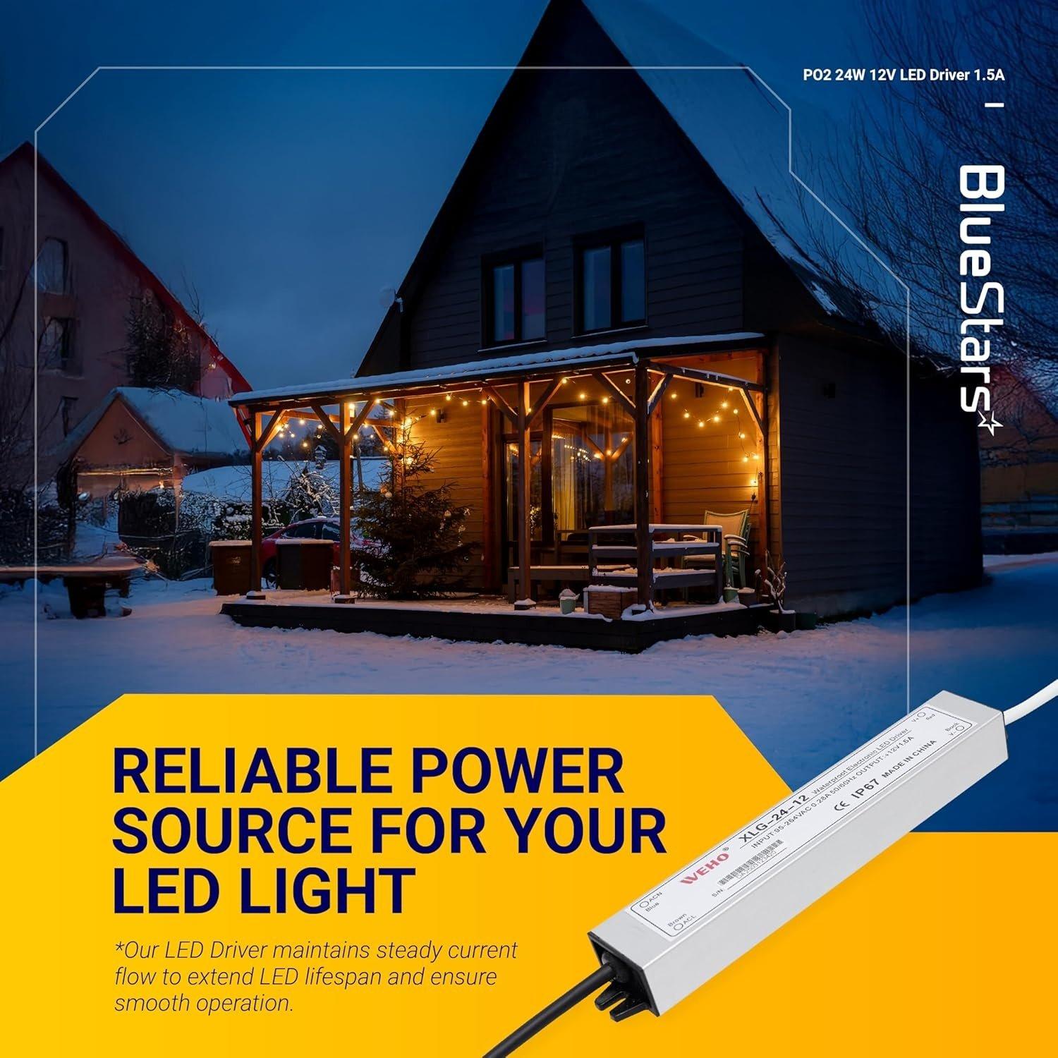 [Lifetime Warranty] 24W 12V LED Power Supply Driver 1.5A - 120VAC to 12V DC Transformer, IP67 Waterproof image 1