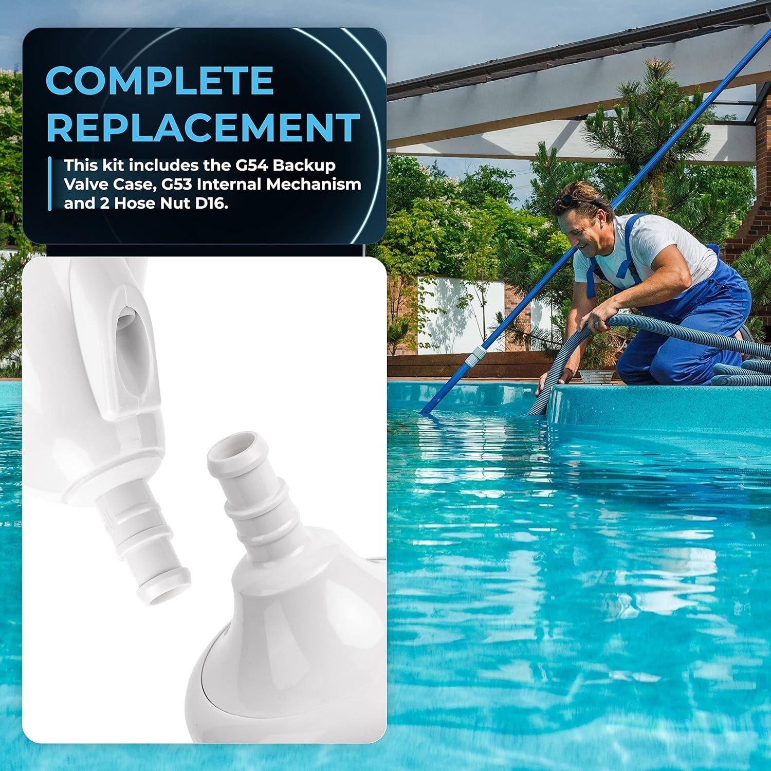 [Lifetime Warranty] Pool Cleaner Backup Valve Kit G62 with 2 Hose Nuts D16 image 1