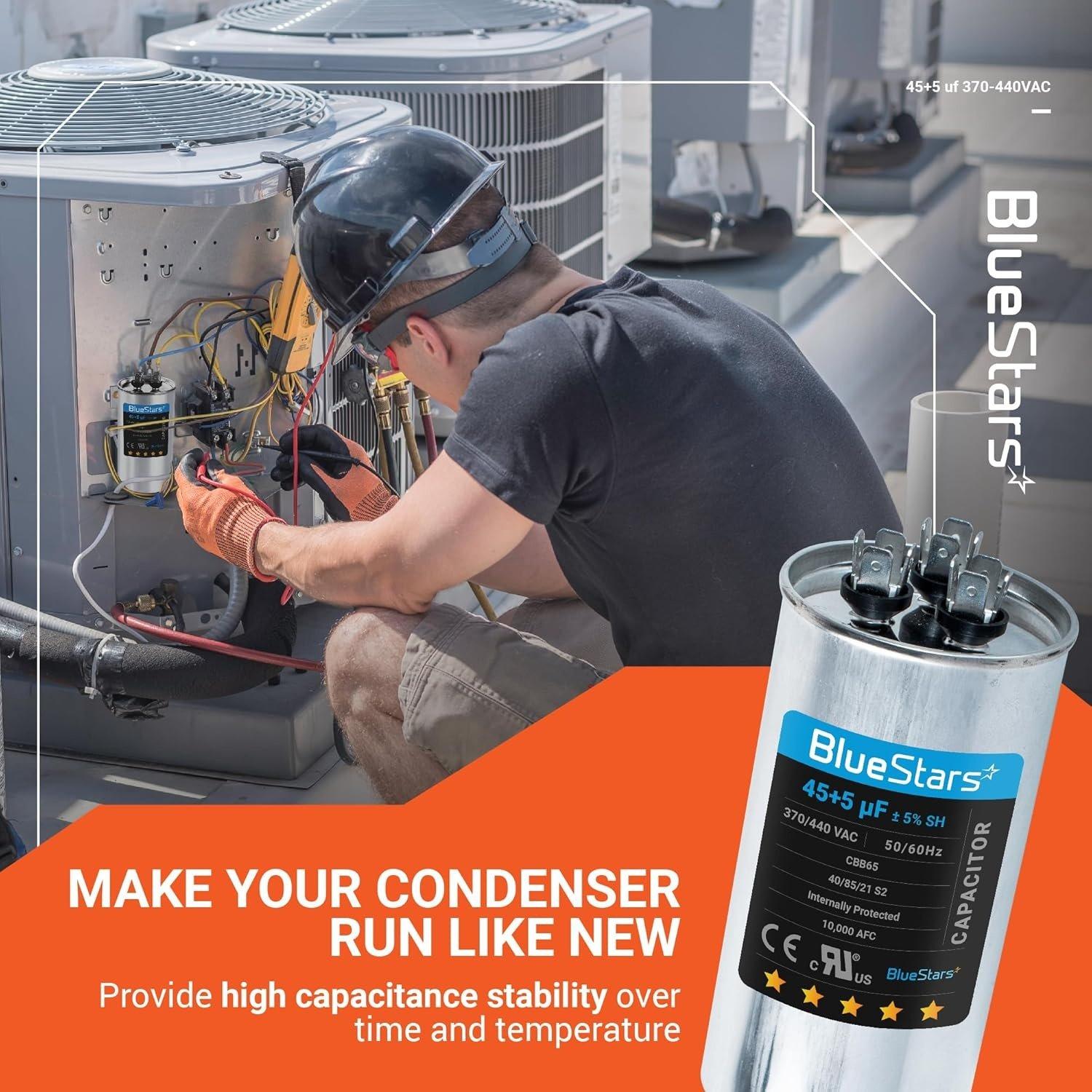 [Lifetime Warranty] 45+5 uF MFD 370/440 VAC Dual Circular Run Start Capacitor CBB65 50/60 Hz - Fits AC Motor Run, Fan Start - Replaces 97F9895 image 6