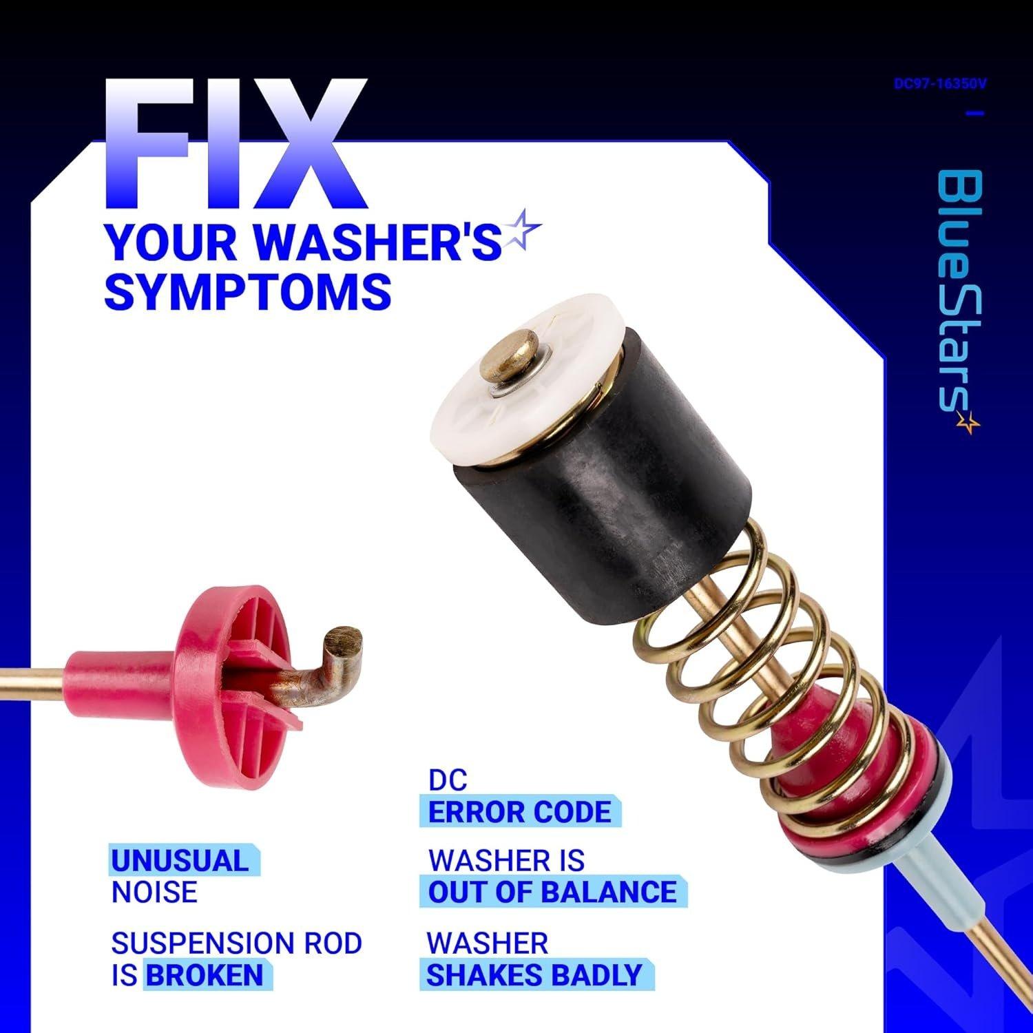 [Lifetime Warranty] DC97-16350V DC97-16350Y Washer Suspension Rods Kit 27.5" - Fit Samsung WA54R7200AV/US WA54R7200AW/US WA5AR7200AV/US WA54R7600AV/US WA54R7600AC/US image 3