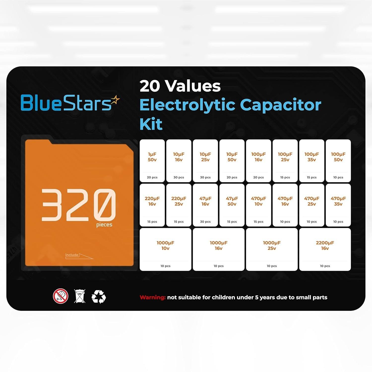 [Lifetime Warranty] 320 PCS 20-Value Aluminum Electrolytic Capacitor Kit with 320PCS image 2