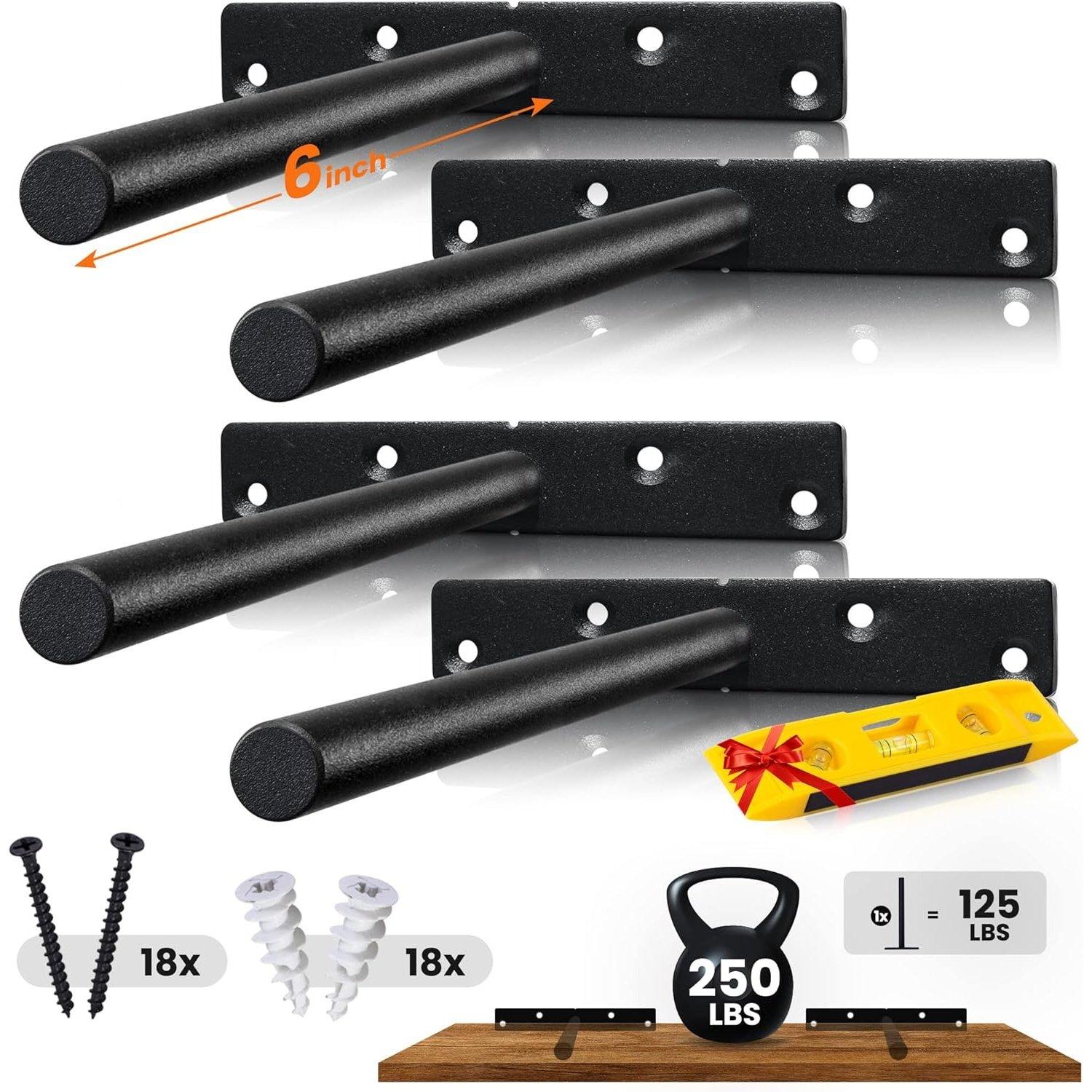 4 PCS 6” Rustproof Floating Shelf Bracket image 0