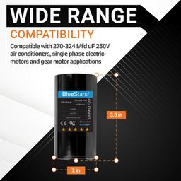 [Lifetime Warranty] 270-324 uF MFD 250 VAC CD60 Round Motor Start Capacitor 50/60 Hz AC Electric Replacement - Pack of 2 thumbnail 5