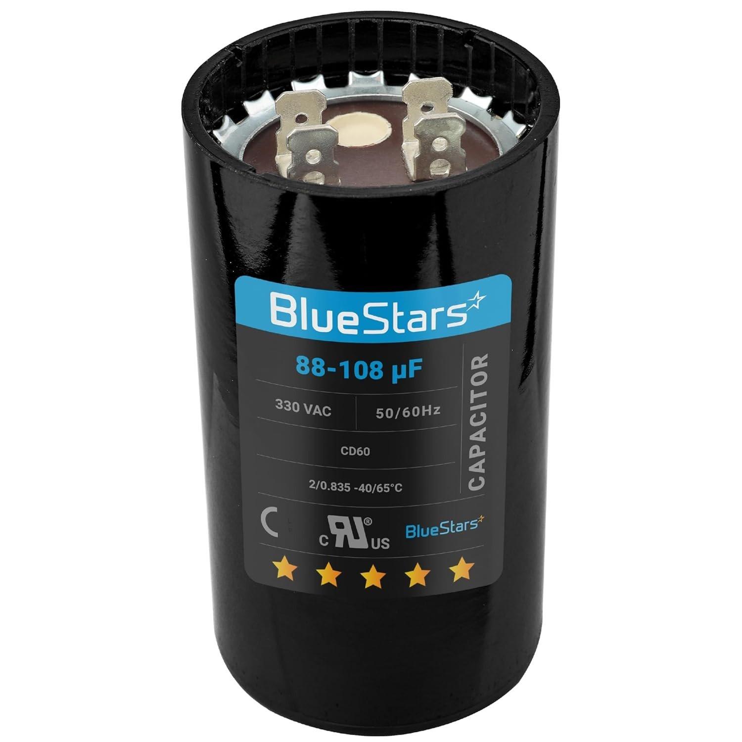 [Lifetime Warranty] 88-108 uF MFD 330 VAC 50/60 Hz CD60 Round Motor Start Capacitor - Fits Pool Pump, Well Pump image 0