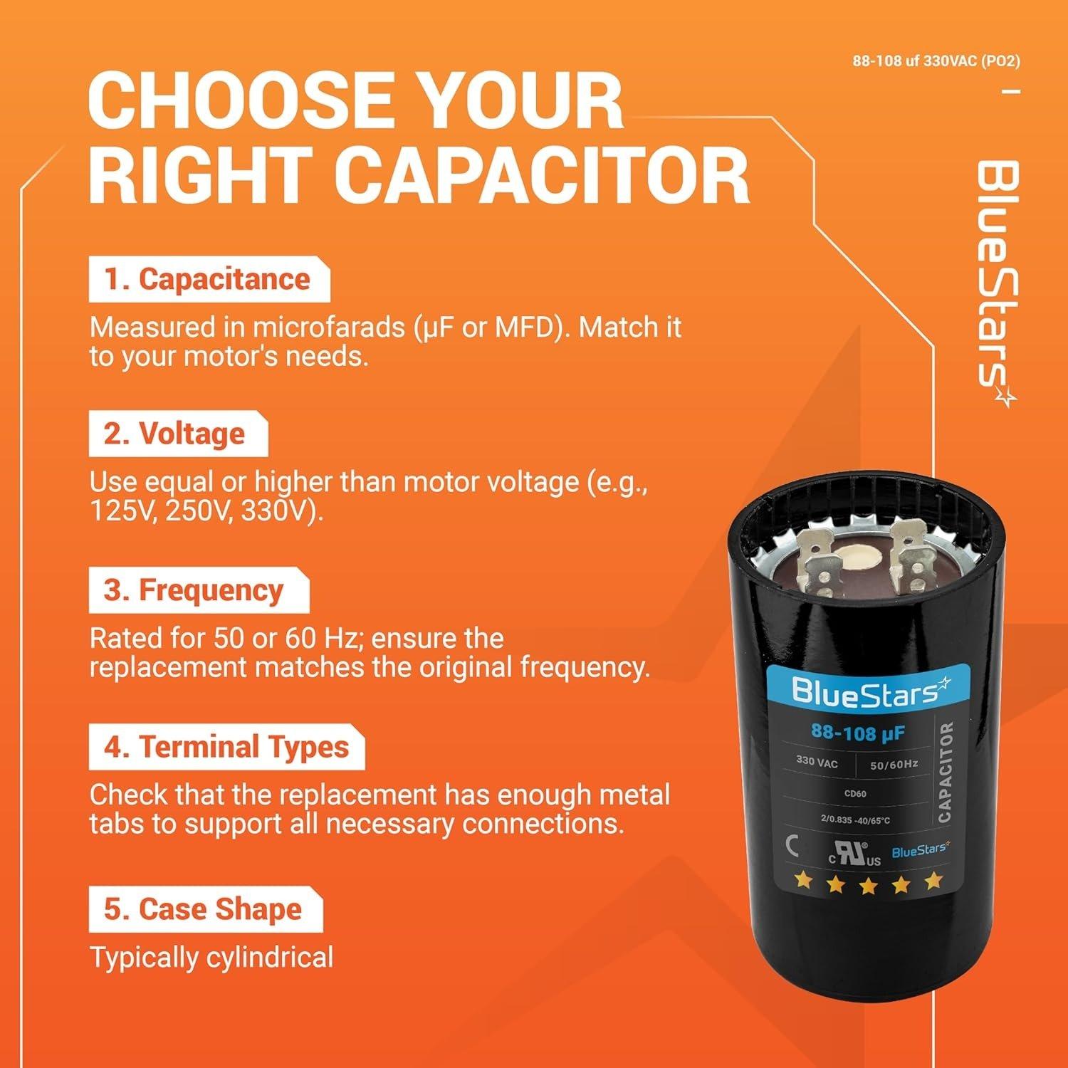 [Lifetime Warranty] 88-108 uF MFD 330 VAC 50/60 Hz CD60 Round Motor Start Capacitor - Fits Pool Pump, Well Pump image 6