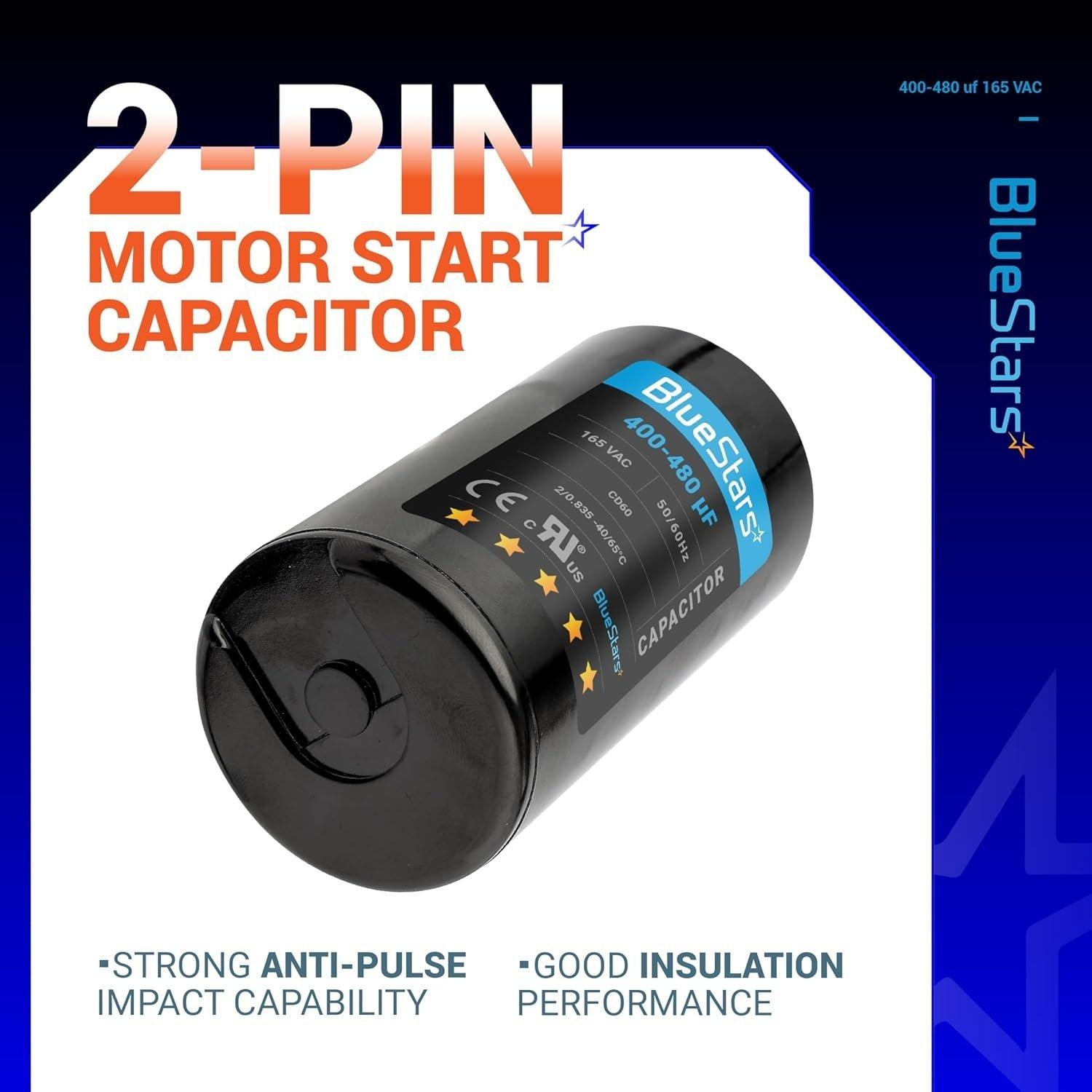 [Lifetime Warranty] 400-480 uF MFD 165 VAC Universal CD60 Round Motor Start Capacitor 50/60 Hz - Replacement for AC Motor - Pack of 2 image 8