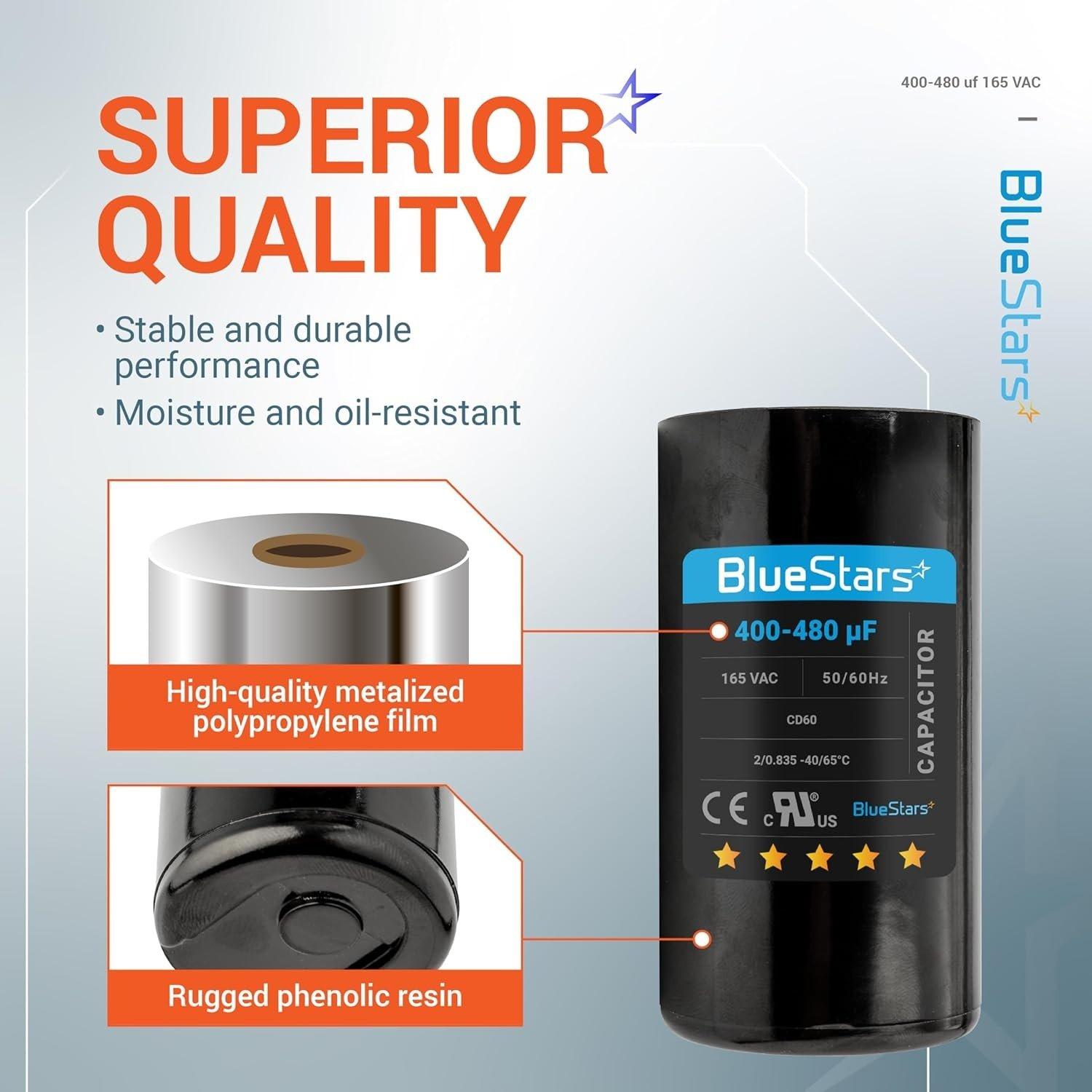[Lifetime Warranty] 400-480 uF MFD 165 VAC Universal CD60 Round Motor Start Capacitor 50/60 Hz - Replacement for AC Motor - Pack of 2 image 7