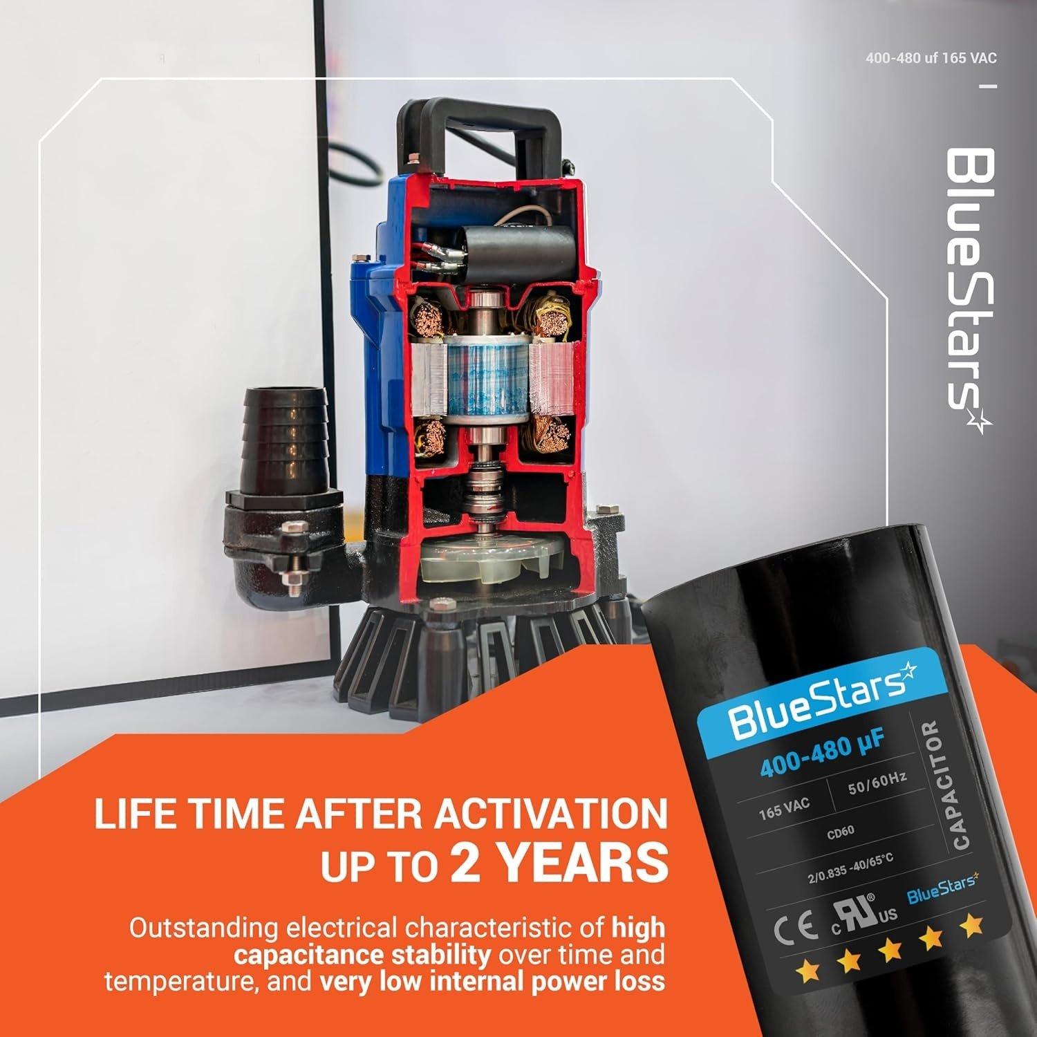 [Lifetime Warranty] 400-480 uF MFD 165 VAC Universal CD60 Round Motor Start Capacitor 50/60 Hz - Replacement for AC Motor - Pack of 2 image 2