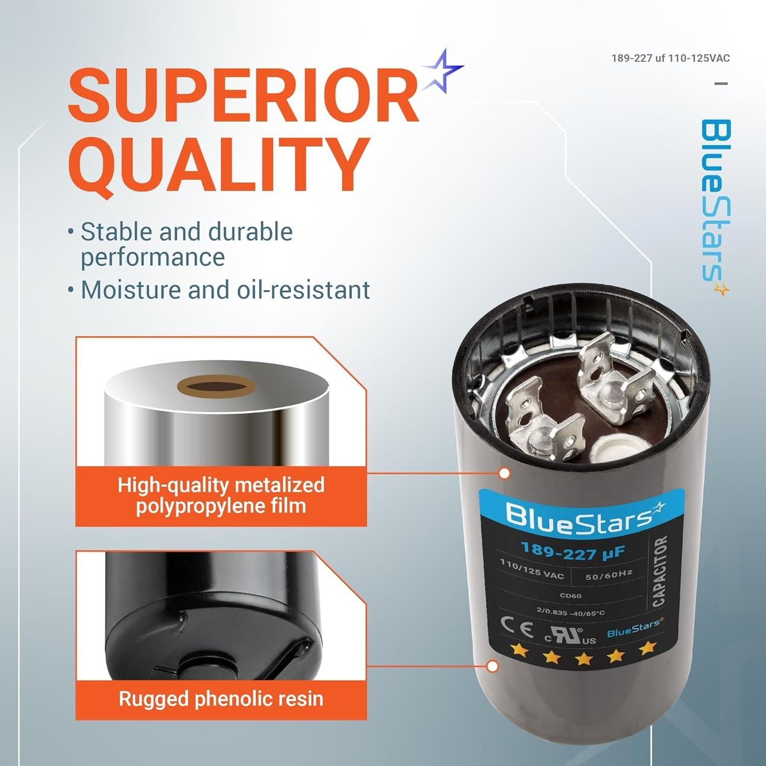 [Lifetime Warranty] 189-227 uF MFD 125 VAC 50/60 Hz CBB60 Universal AC Round Start Capacitor - Fits Pool Pump, Well Pump image 3