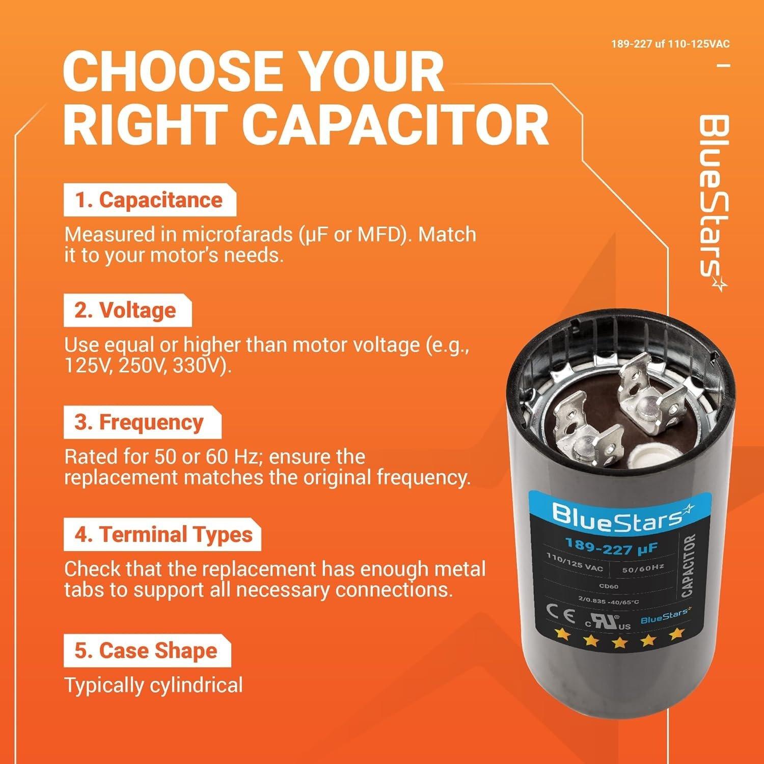 [Lifetime Warranty] 189-227 uF MFD 125 VAC 50/60 Hz CBB60 Universal AC Round Start Capacitor - Fits Pool Pump, Well Pump image 5