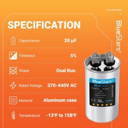 [Lifetime Warranty] 20 uF MFD ±5% 370/440 VAC CBB65 Multi-Purpose Motor Run Round Capacitor 10000AFC - Compatible with Air Conditioner, Heat Pump thumbnail 5