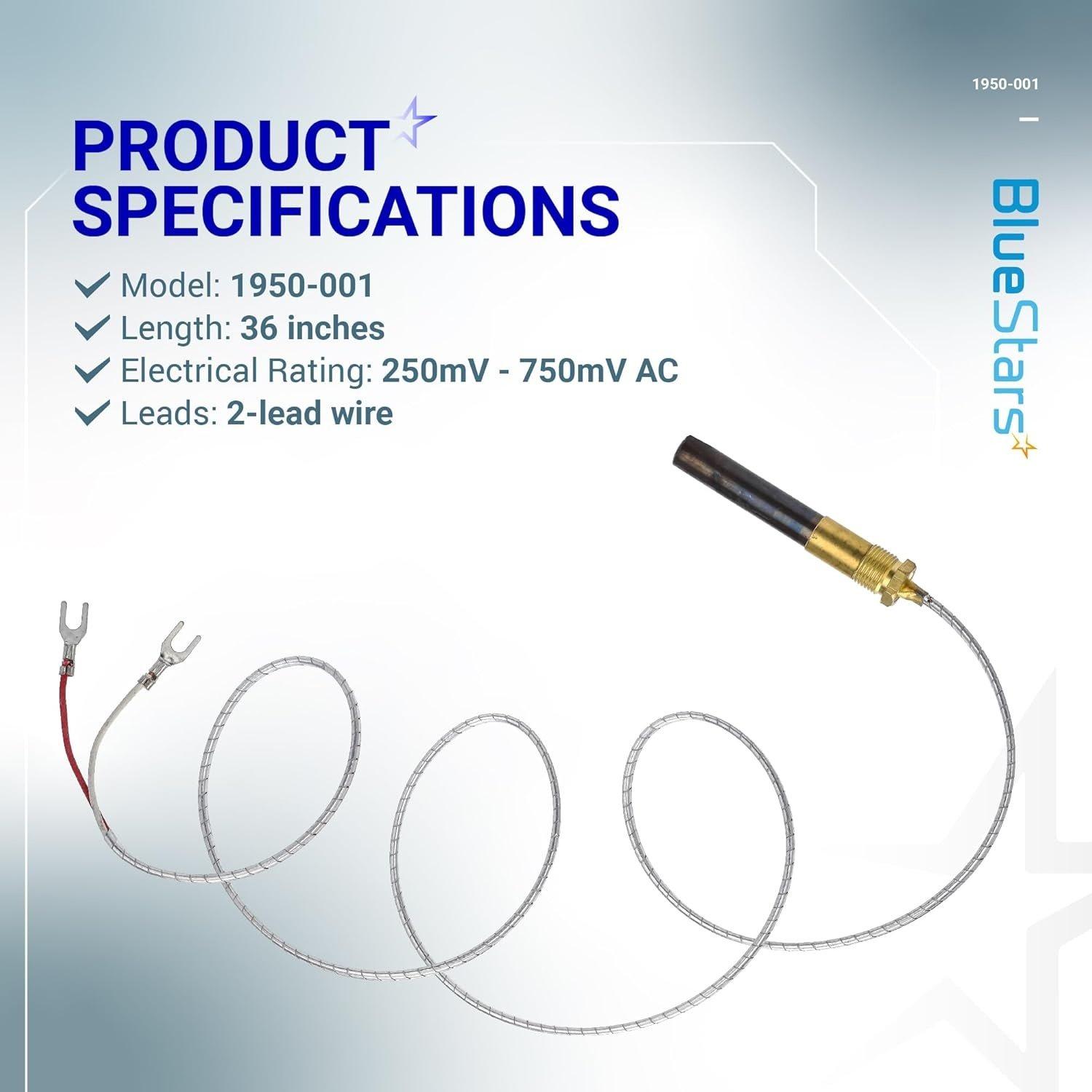 [Lifetime Warranty] 1950-001 Robertshaw Thermopile 36" 250-750 Millivolts MV 2 Lead with PG9 Adapter image 2