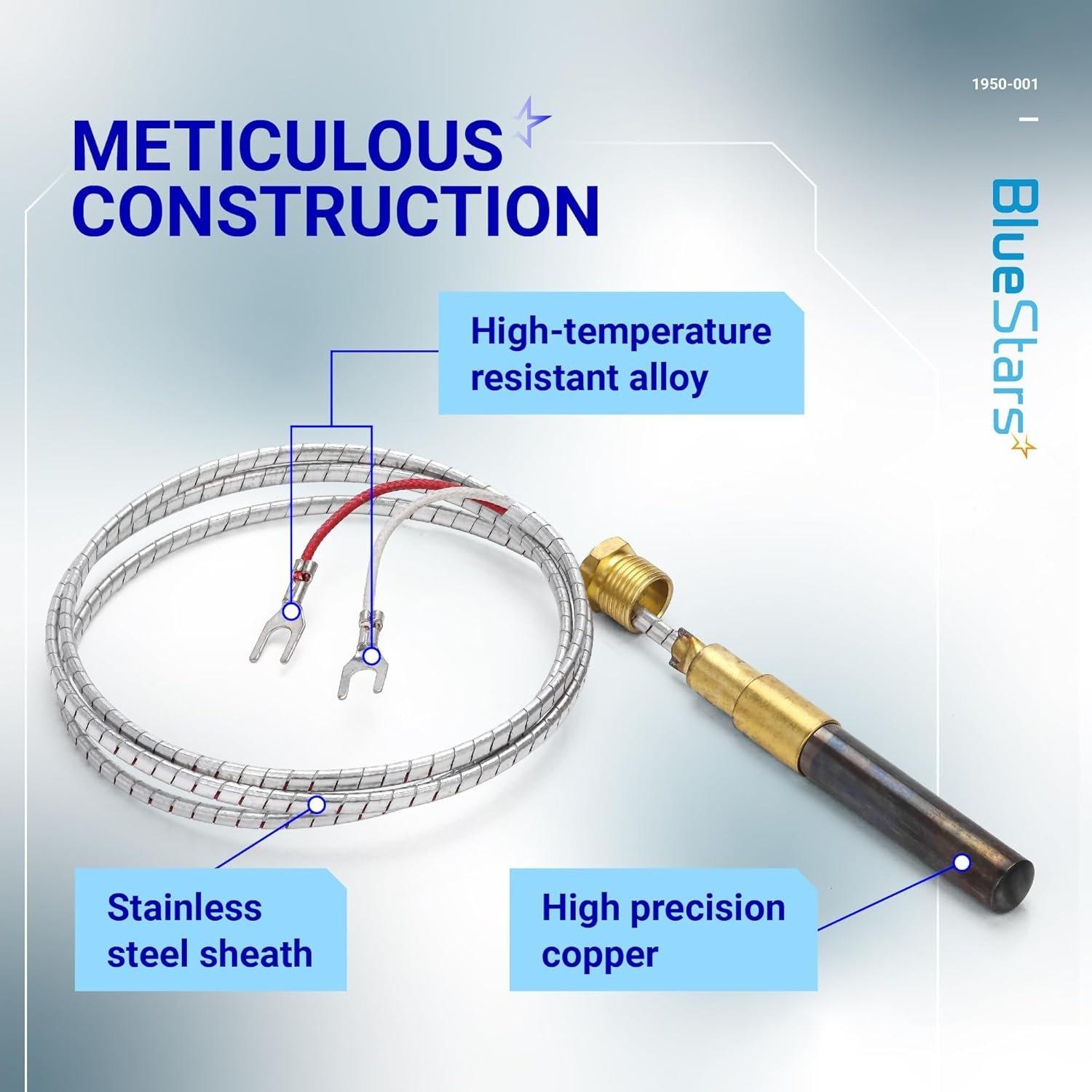[Lifetime Warranty] 1950-001 Robertshaw Thermopile 36" 250-750 Millivolts MV 2 Lead with PG9 Adapter image 1