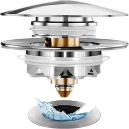 US Standard Pop-up Bathtub Drain Stopper with Hair Catcher thumbnail 0