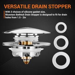 US Standard Pop-up Bathtub Drain Stopper with Hair Catcher thumbnail 1