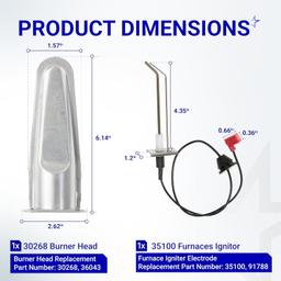 30268 36043 RV Burner Head and 35100 91788 Furnaces Ignitor Electrode Kit thumbnail 1