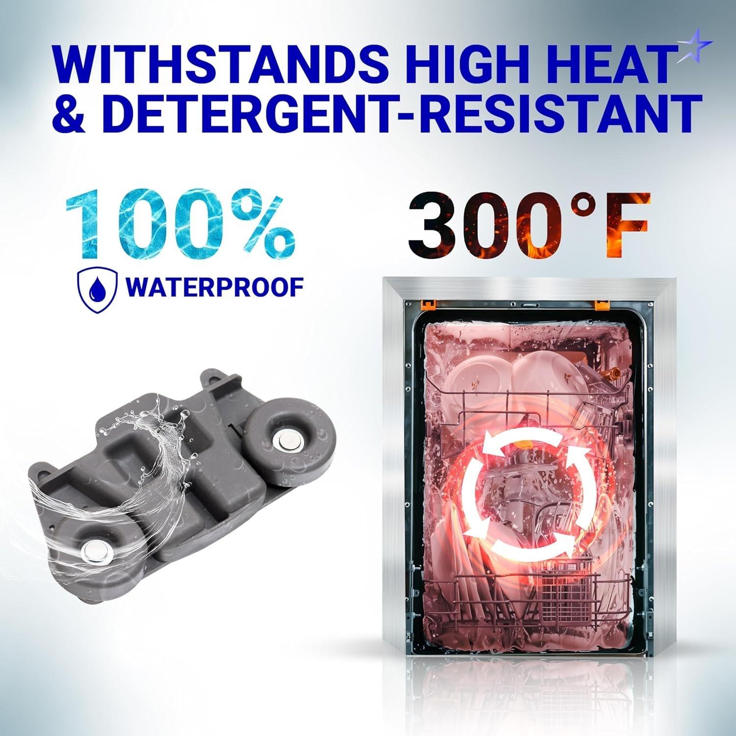 [Lifetime Warranty] W10195416 Dishwasher Lower Dish Rack Wheel - Compatible with KitchenAid Whirlpool Kenmore Dishwashers - Replaces AP5983730 W10195416V PS11722152 - Pack of 4 image 3