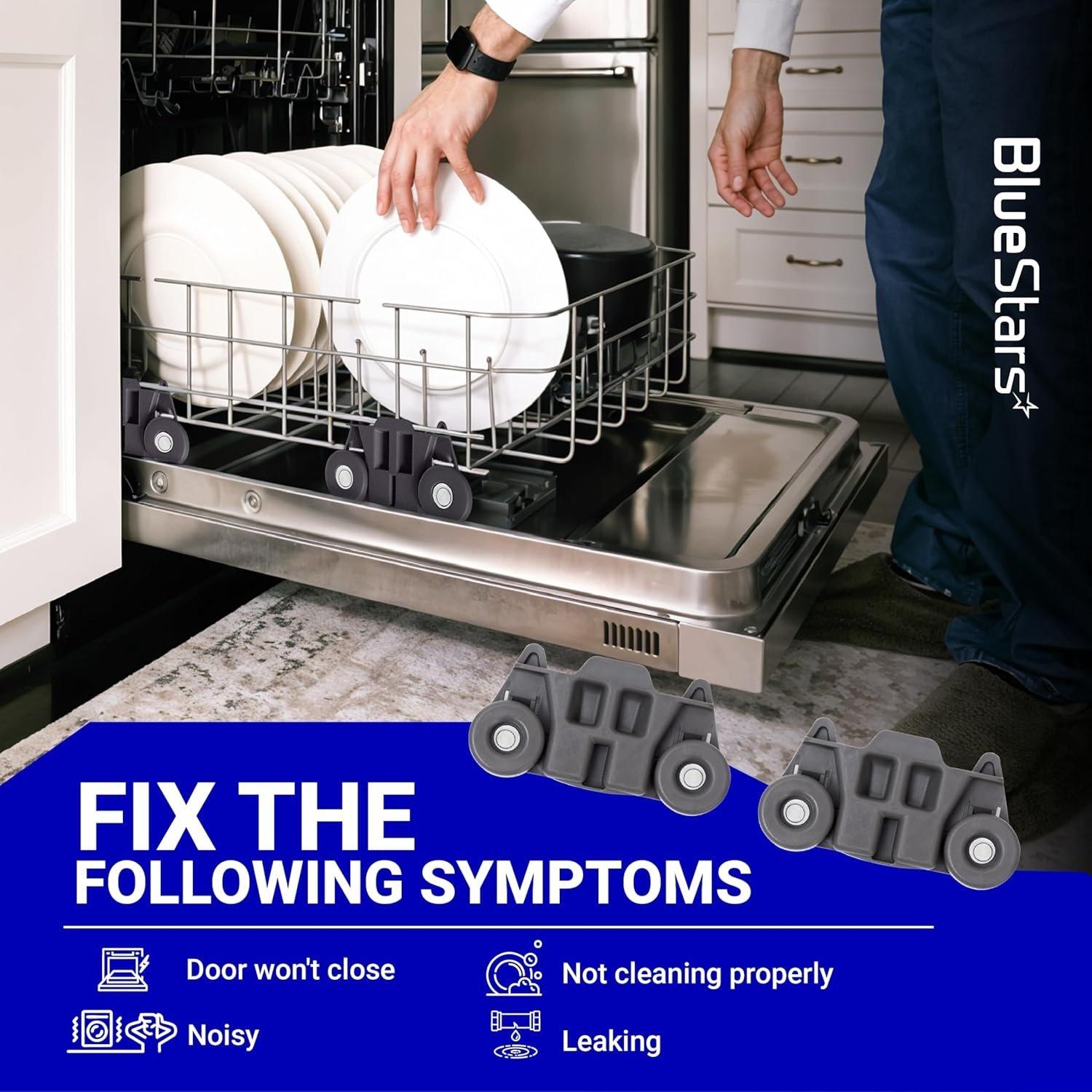 [Lifetime Warranty] W10195416 Dishwasher Lower Dish Rack Wheel - Compatible with KitchenAid Whirlpool Kenmore Dishwashers - Replaces AP5983730 W10195416V PS11722152 - Pack of 4 image 2