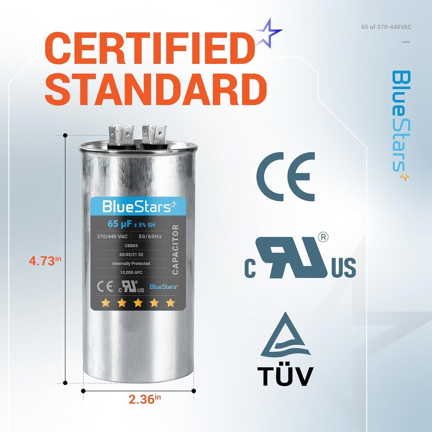 [Lifetime Warranty] 65 uF MFD 370/440 VAC Round Run Start Capacitor CBB65 - Fits AC Motor Run, Fan Start, Heat Pump image 2