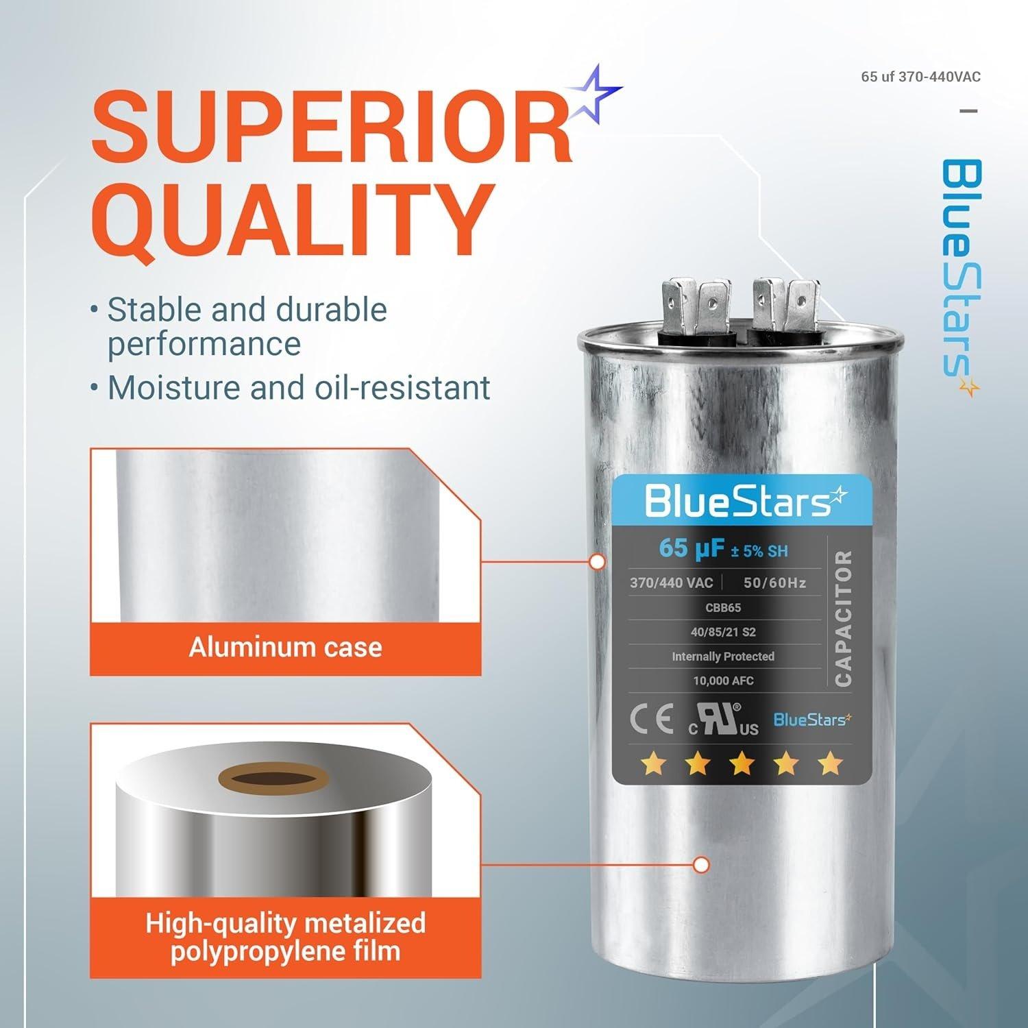 [Lifetime Warranty] 65 uF MFD 370/440 VAC Round Run Start Capacitor CBB65 - Fits AC Motor Run, Fan Start, Heat Pump image 3