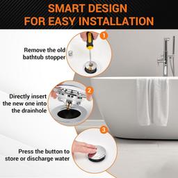 [Lifetime Warranty] US Standard Pop-up Bathtub Drain Stopper with Hair Catcher & Strainer thumbnail 4