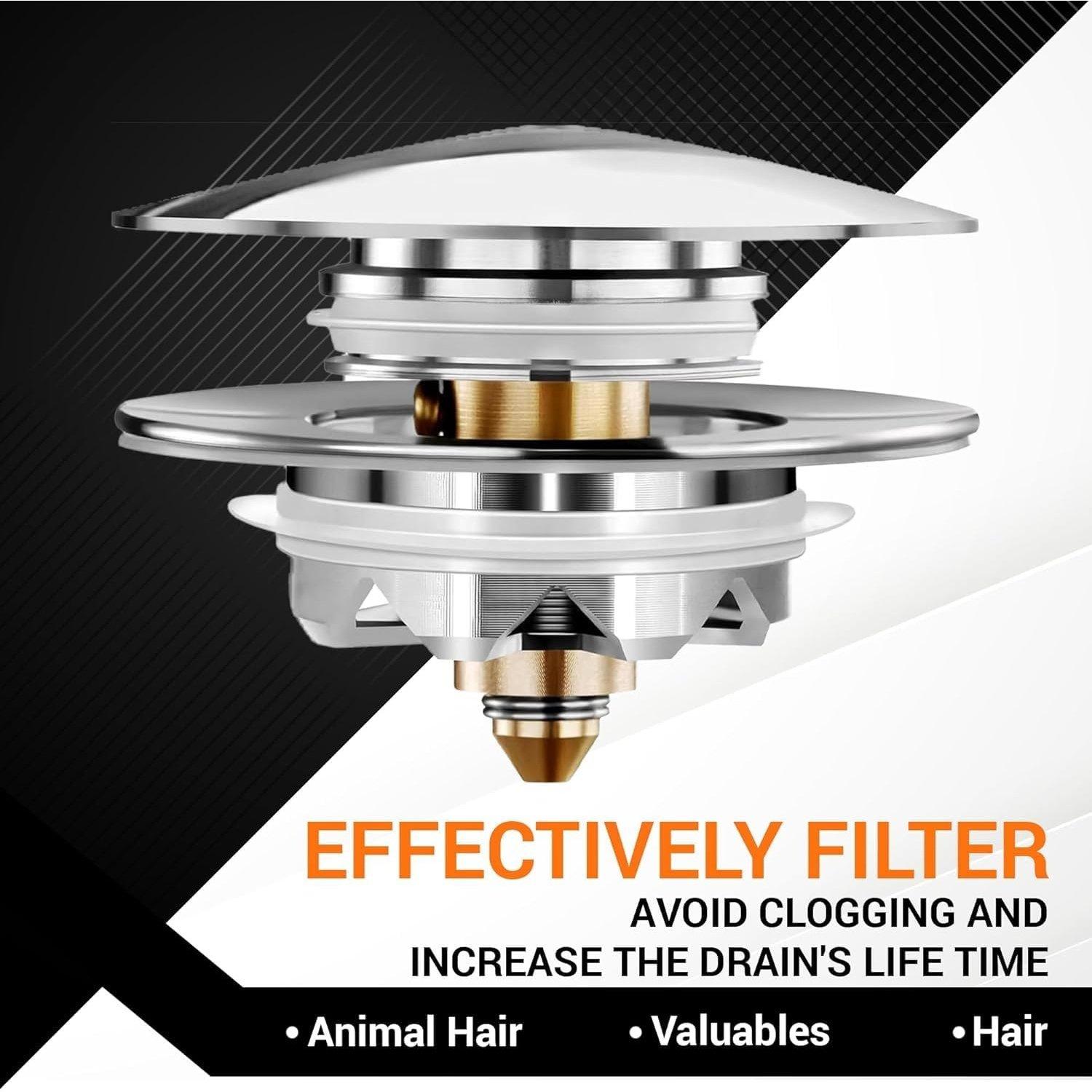 [Lifetime Warranty] US Standard Pop-up Bathtub Drain Stopper with Hair Catcher & Strainer image 3