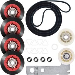 4392067 Dryer Repair Kit W10837240 Dryer Idler Pulley includes 661570 Belt 279640 Idler Pulley WPW10314173 Drum Roller thumbnail 0