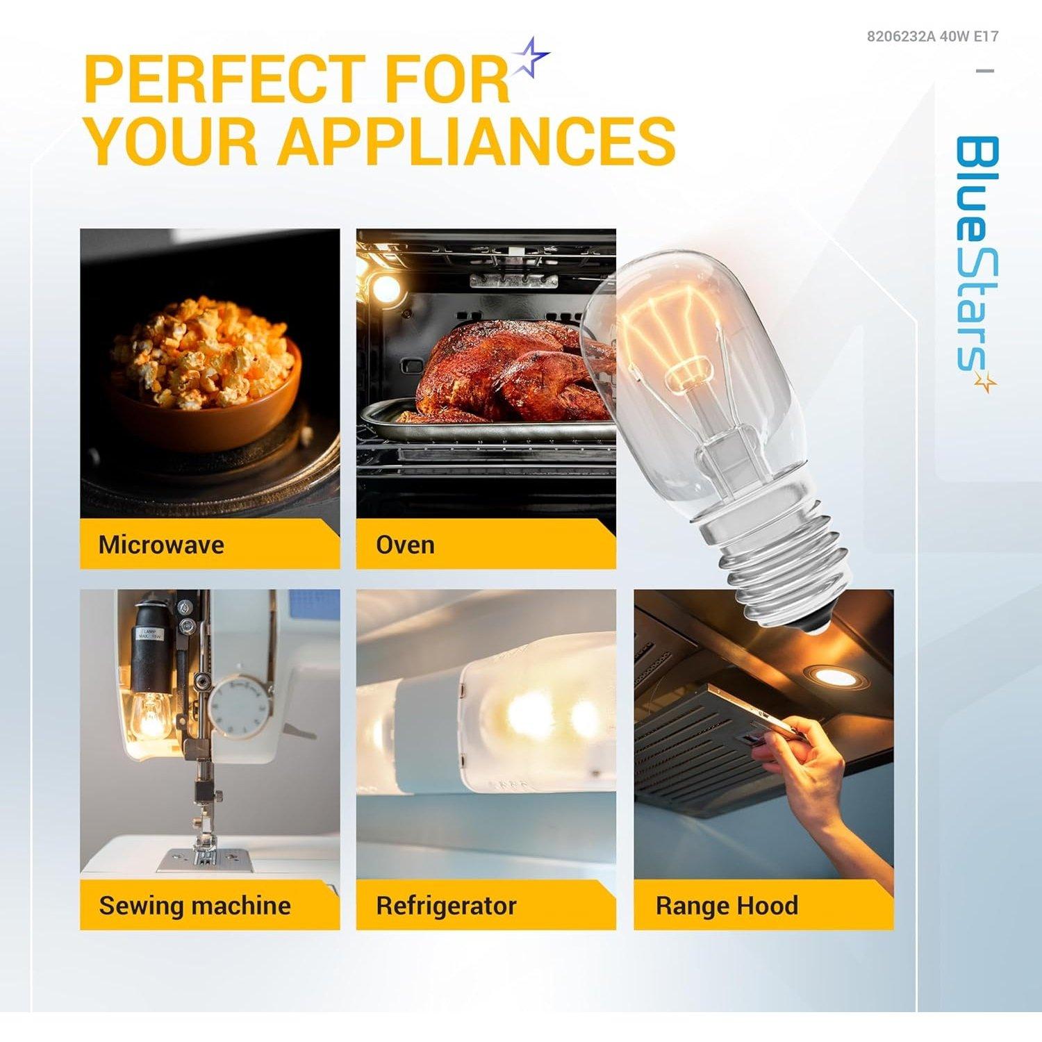 [Lifetime Warranty] 8206232A Microwave Oven Light Bulb 40W 125V E17 Base - Pack of 2 image 7