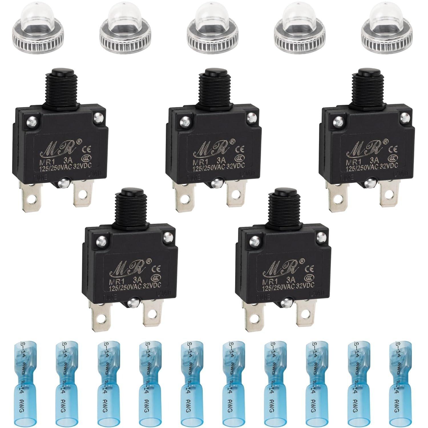 [Lifetime Warranty] 3Amp Thermal Circuit Breaker 125/250V - Pack of 5 image 0