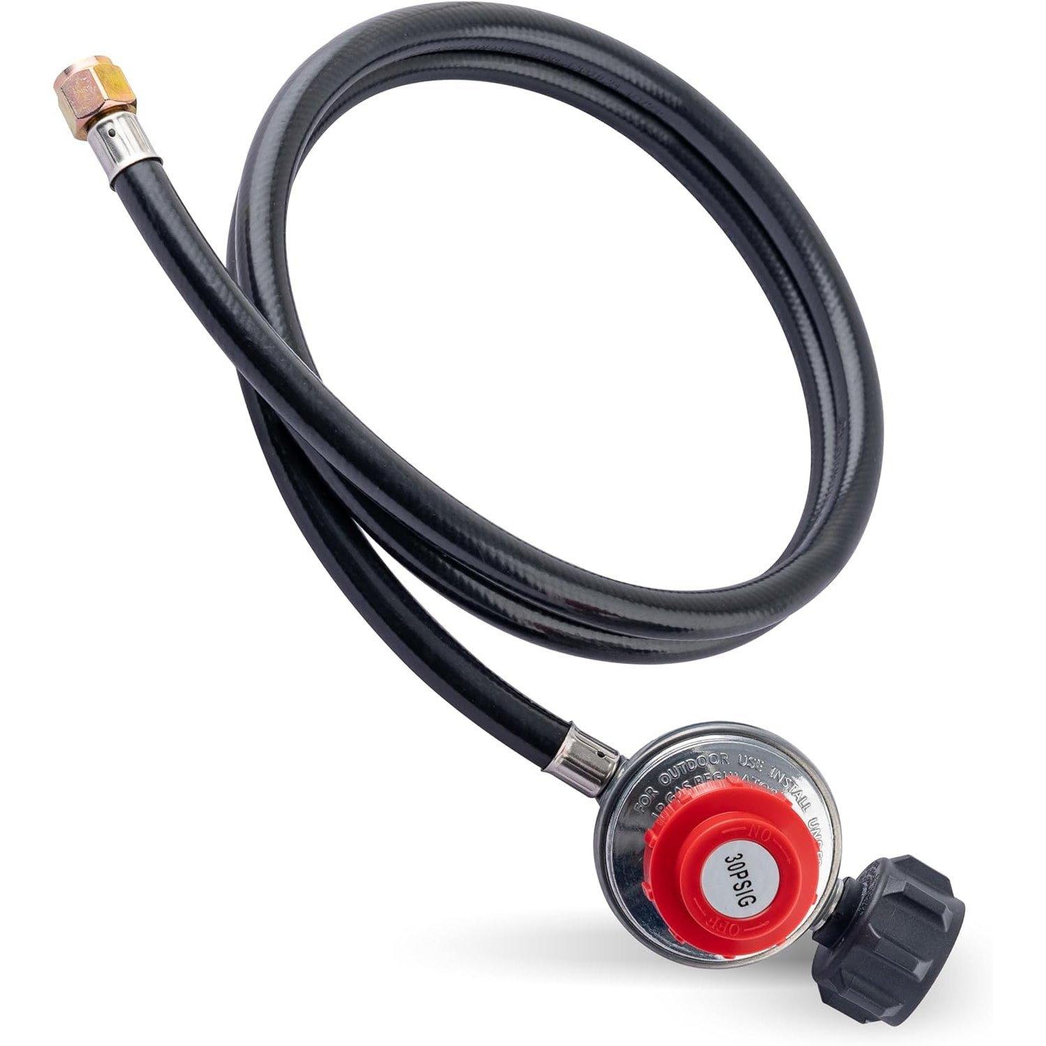 [Lifetime Warranty] 4FT 0-30 PSI Adjustable Propane Regulator with QCC1/Type1 x 3/8" Flare Hose image 0