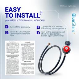 [Lifetime Warranty] 4FT 0-30 PSI Adjustable Propane Regulator with QCC1/Type1 x 3/8" Flare Hose thumbnail 6