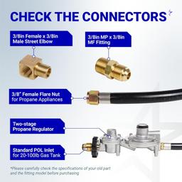 [Lifetime Warranty] 12 FT F273684 Propane Hose with Regulator thumbnail 8