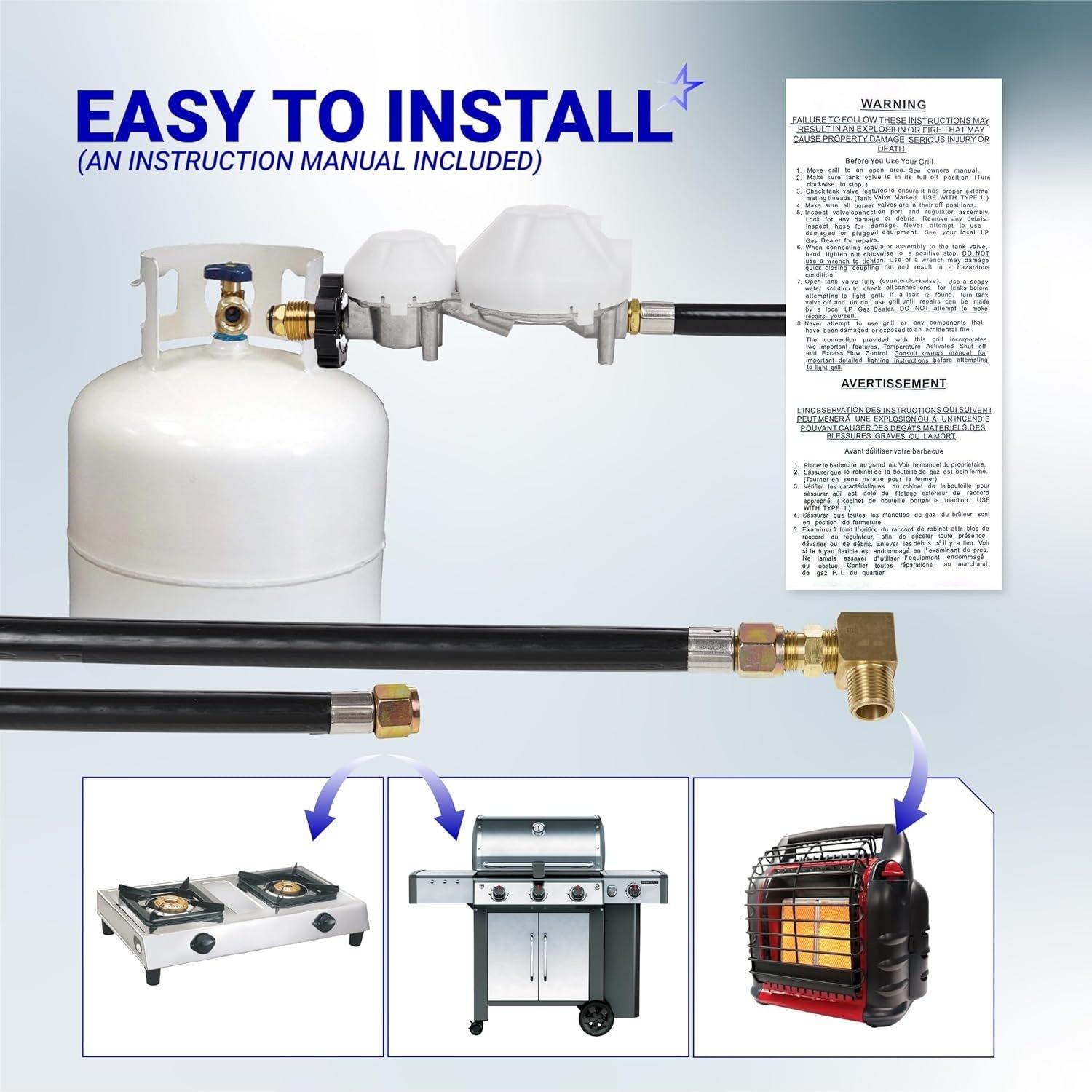 [Lifetime Warranty] 12 FT F273684 Propane Hose with Regulator image 6