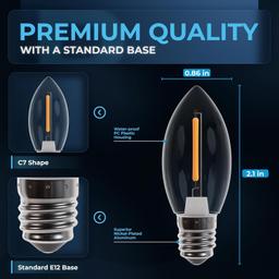 [Lifetime Warranty] Multicolor C7 LED Light Bulbs E12 - Pack of 25 thumbnail 1