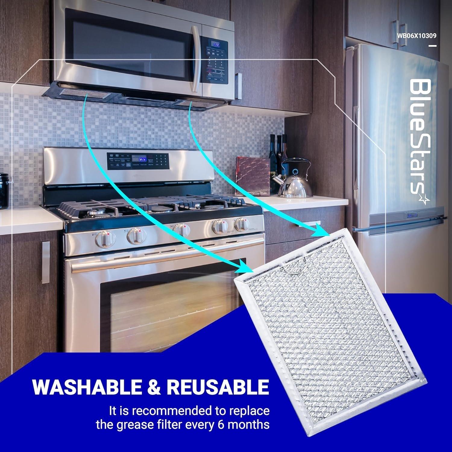 [Lifetime Warranty] WB06X10309 WB06X10359 ME17R7021ES/AA Microwave Grease Filters Replacement 7.64" x 5.1'2 - for GE LG Kenmore Over-The-Range Vent Hood Microwaves - Pack of 5 image 2