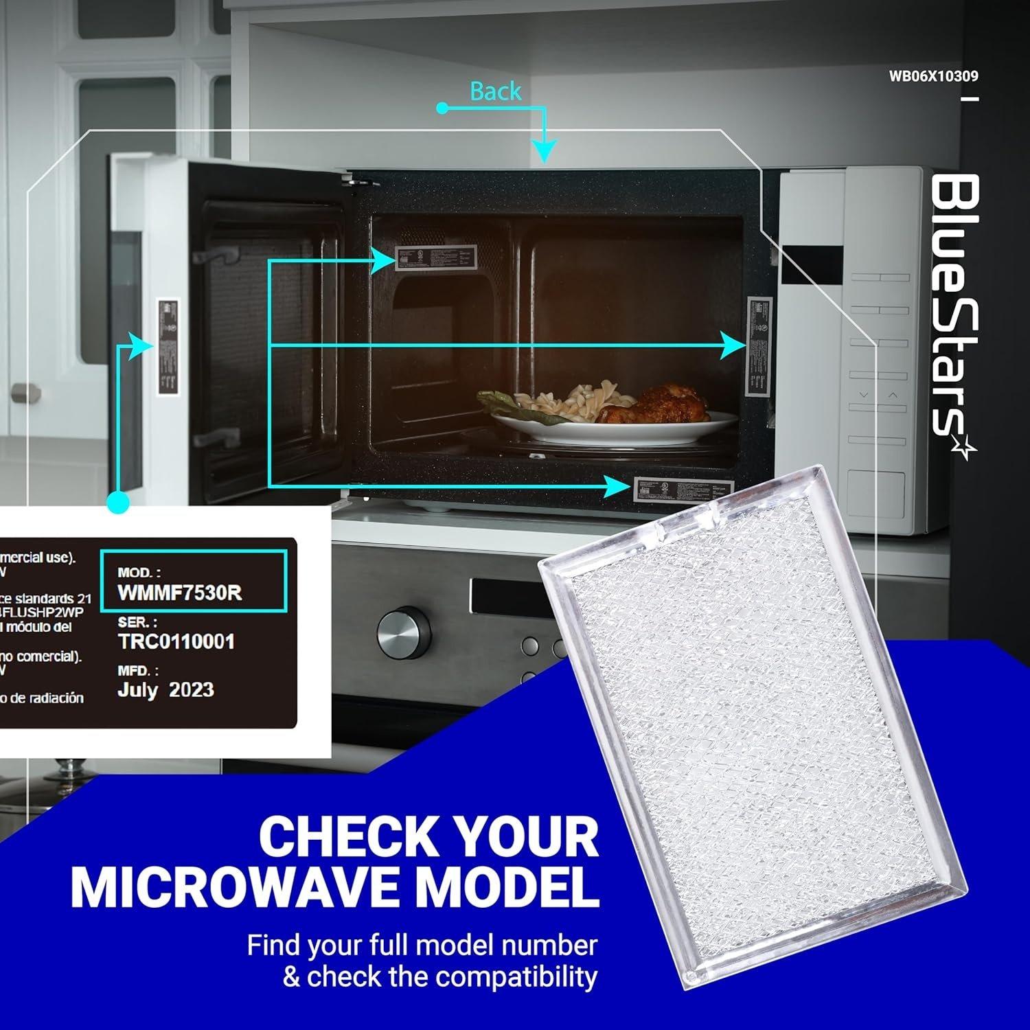 [Lifetime Warranty] WB06X10309 WB06X10359 ME17R7021ES/AA Microwave Grease Filters Replacement 7.64" x 5.1'2 - for GE LG Kenmore Over-The-Range Vent Hood Microwaves - Pack of 5 image 4