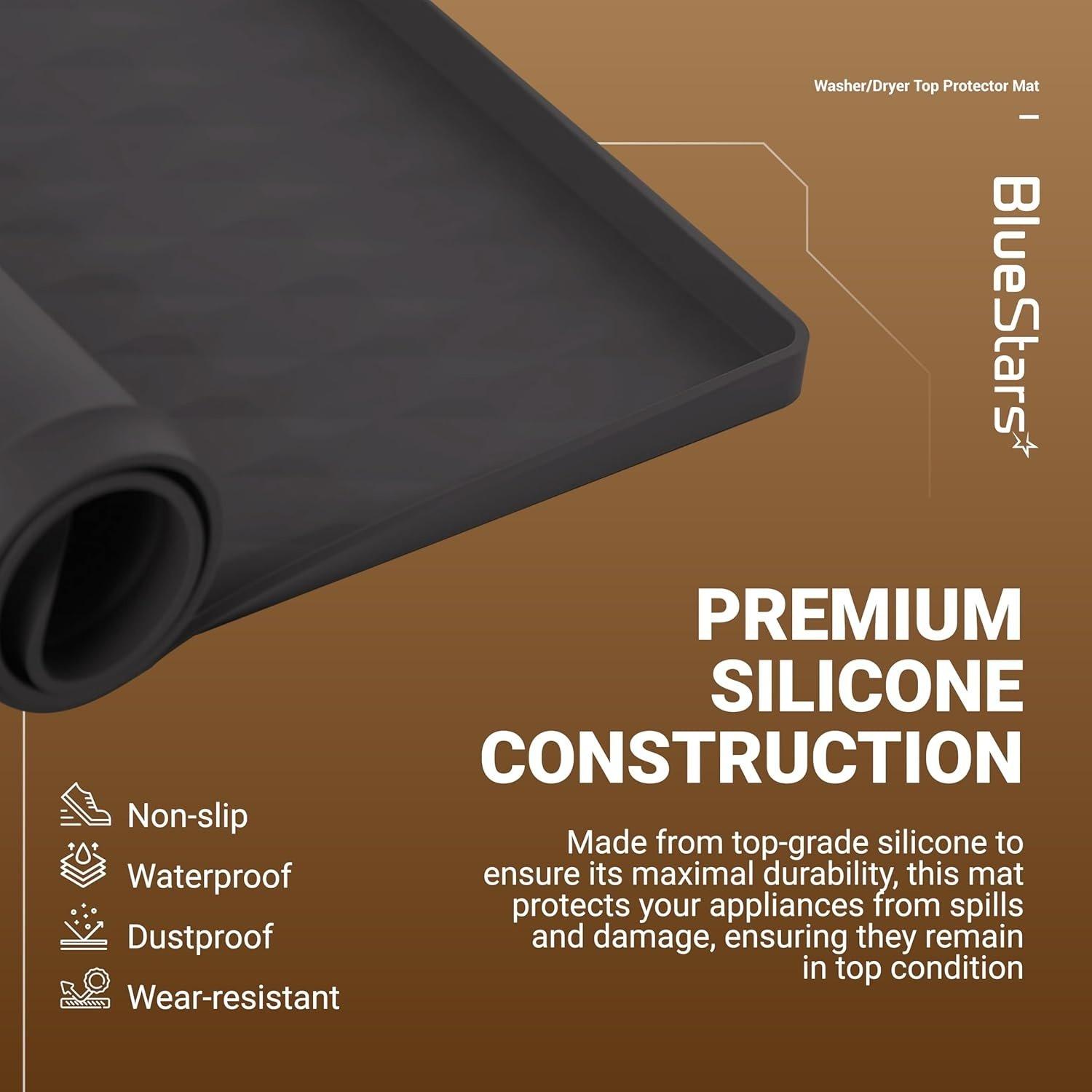 23.6" x 23.6" Silicone Washer Dryer Top Protector Mat - Black image 6