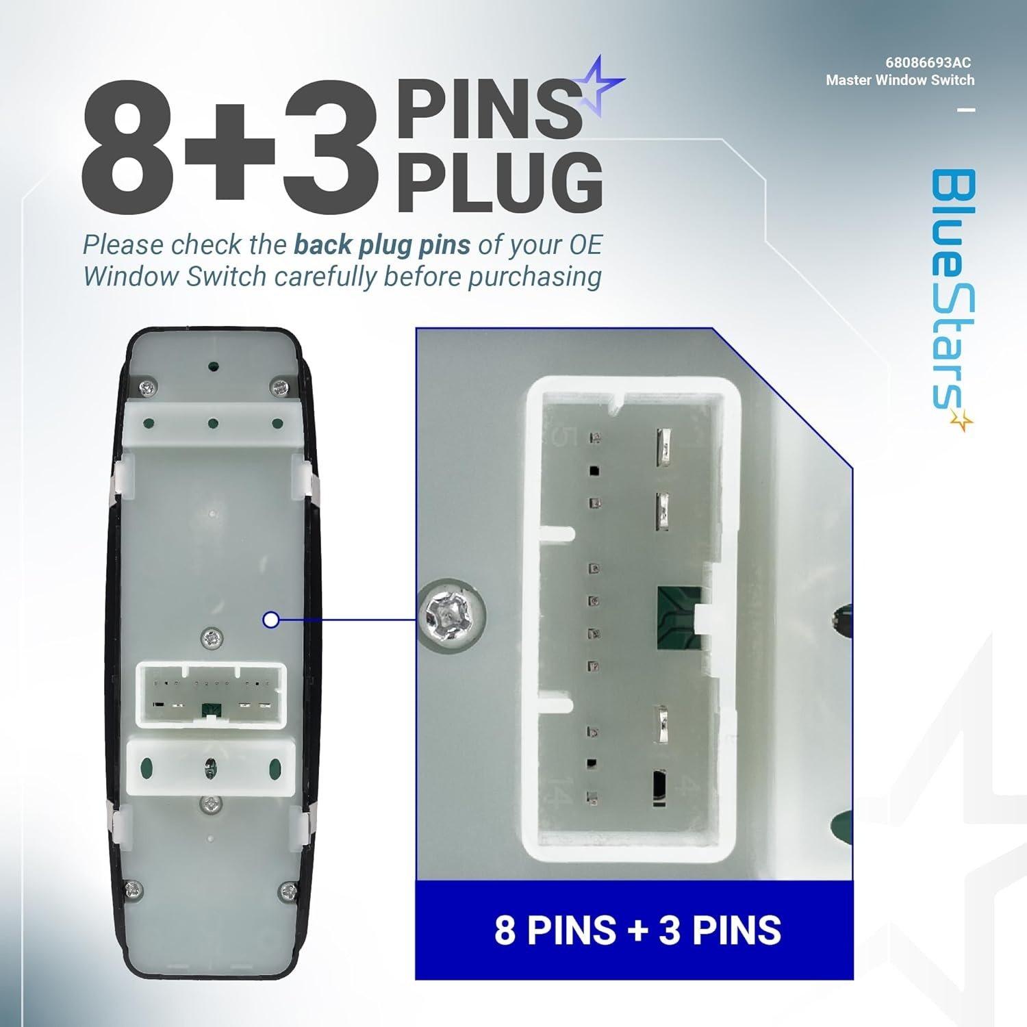 [Lifetime Warranty] 68086693AC Driver Side Power Master Window Switch image 1