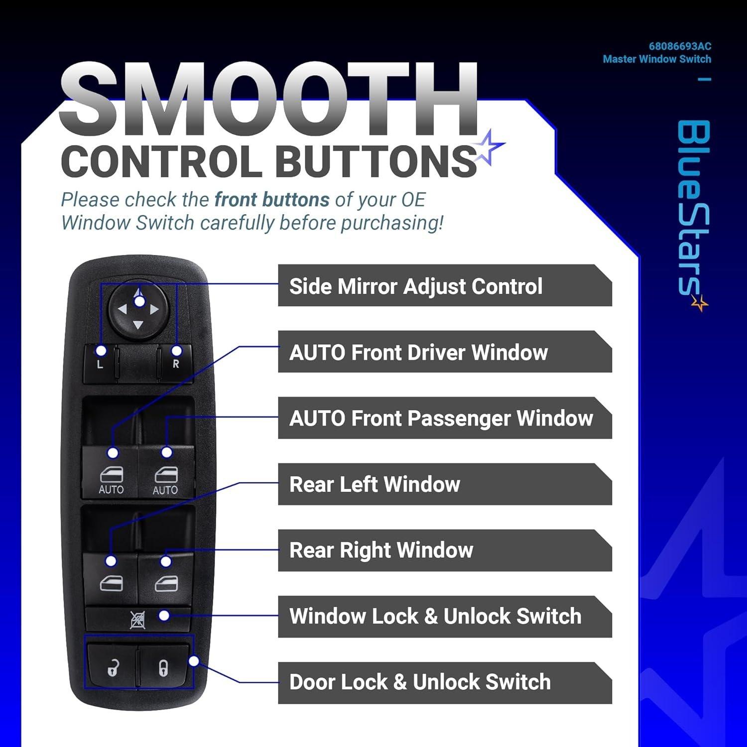 [Lifetime Warranty] 68086693AC Driver Side Power Master Window Switch image 3